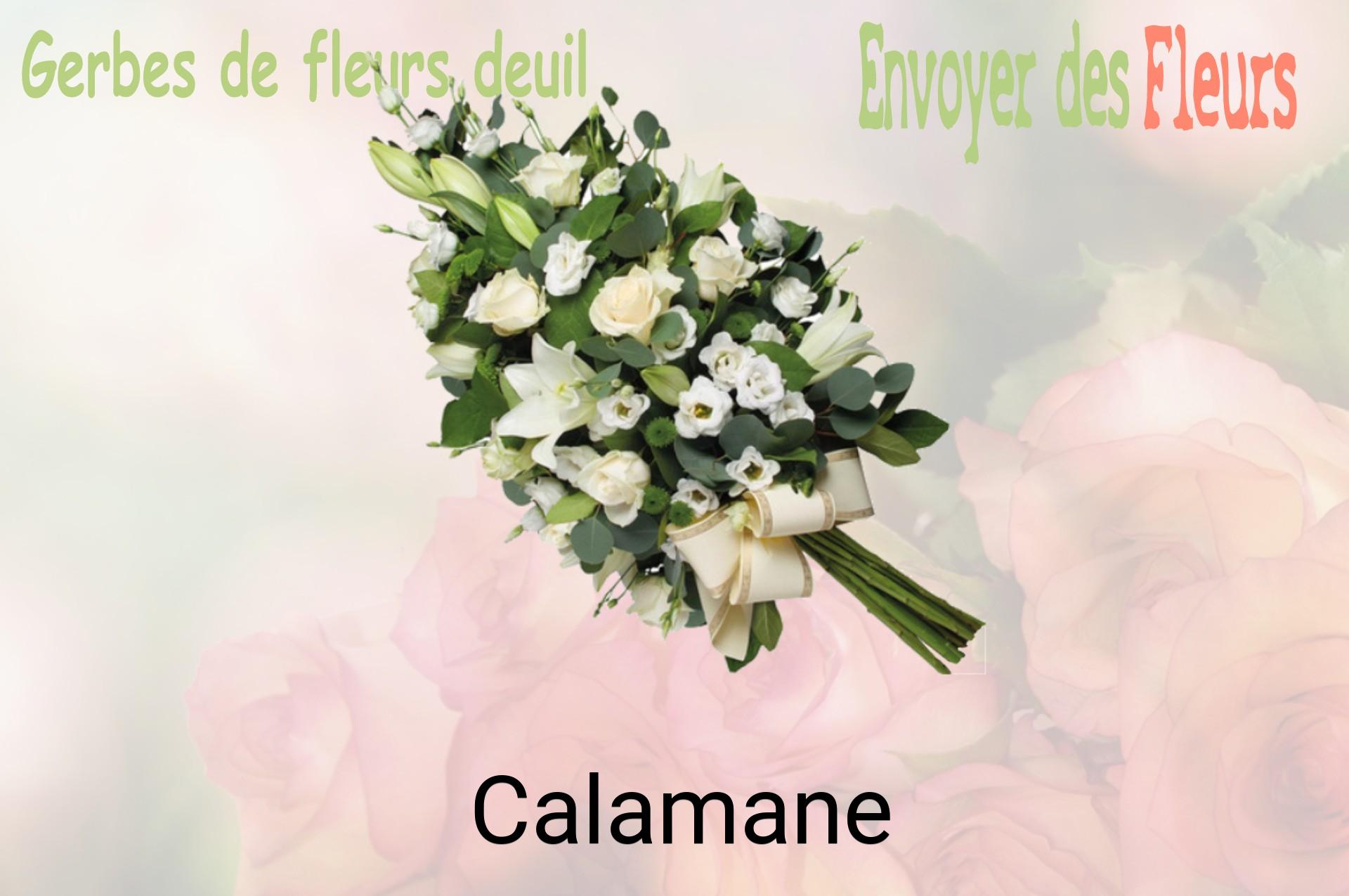 Gerbe de fleurs de deuil livrée à Calamane